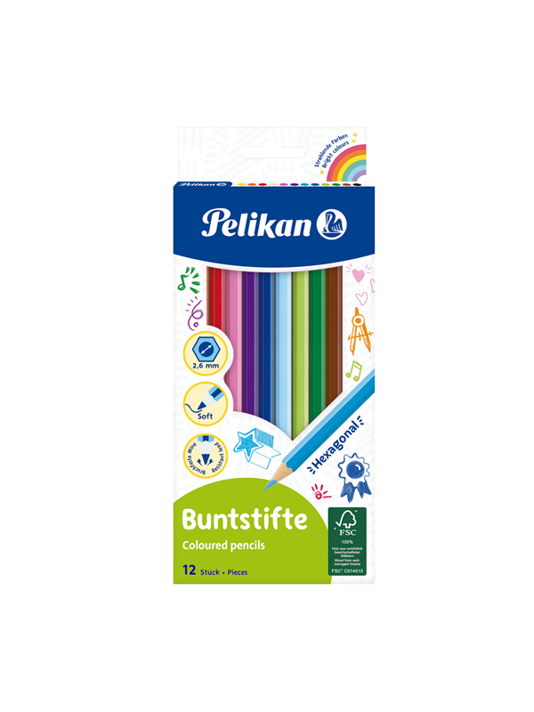 Pelikan PELIKAN 12 FÄRGPENNOR SEXKANT 3MM