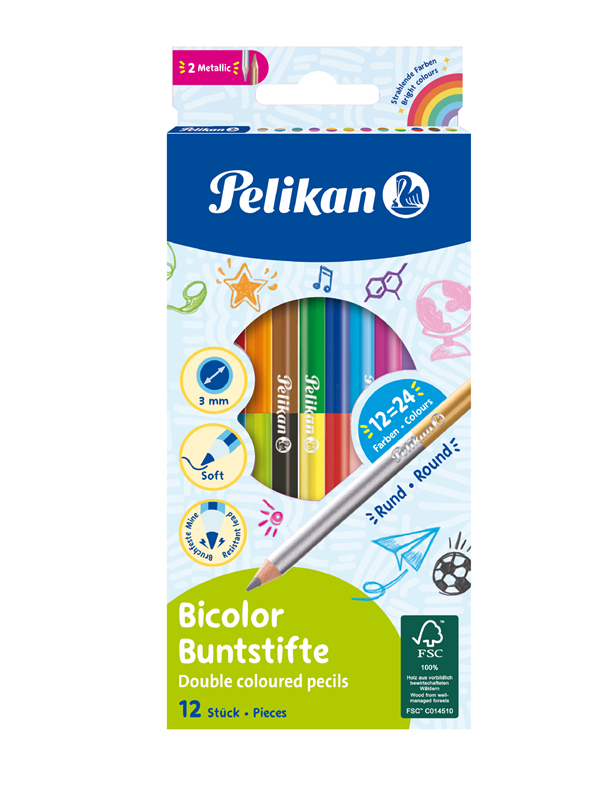 Pelikan PELIKAN 12 TVÅFÄRGADE PENNOR 3MM