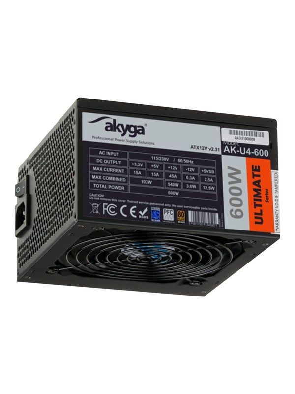 Akyga AKY AK-U4-600 Ultimate ATX Power Supply 600W Strömförsörjning - 600 Watt - 120 mm - ATX 2.31 - 80 Plus Bronze certificate