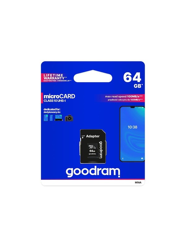 Goodram Karta Pamieci Microsd 64gb Cl10 Uhs I Adapter