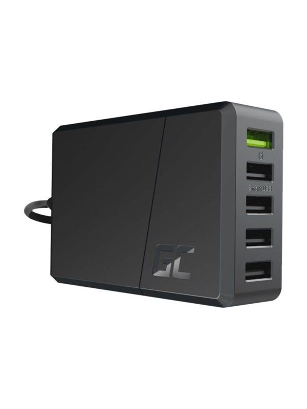 Produktfoto för Green Cell ChargeSource 5 - Strömadapter - 52 Watt - 2.4 A - Apple Fast Charge, GC Ultra Charge, Huawei Fast Charge, QC 3.0, AFC - 5 utdatakontakter (USB) - svart