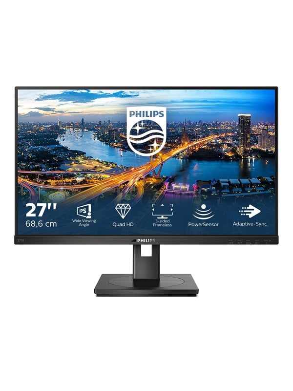 Produktfoto för Philips B Line 275B1 - LED-skärm - 27 (27 visbar) - 2560 x 1440 QHD @ 75 Hz - IPS - 300 cd/m² - 1000:1 - 4 ms - HDMI, DVI-D, DisplayPort - högtalare - svart med struktur
