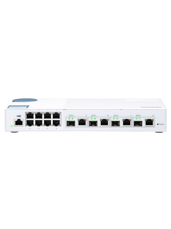 Produktfoto för QNAP QSW-M408-4C - Switch - Administrerad - 8 x 10/100/1000 + 4 x kombo 10 Gigabit SFP+ - skrivbordsmodell
