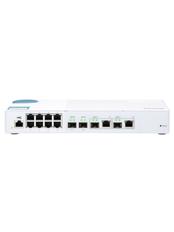 Produktfoto för QNAP QSW-M408-2C - Switch - Administrerad - 2 x 10 Gigabit SFP+ + 2 x kombo 10 Gigabit SFP+ + 8 x 10/100/1000 - skrivbordsmodell
