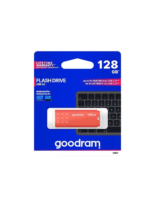Goodram Memory Usb Ume3 128gb Usb 3.0 Orange 128gb Usb Minne
