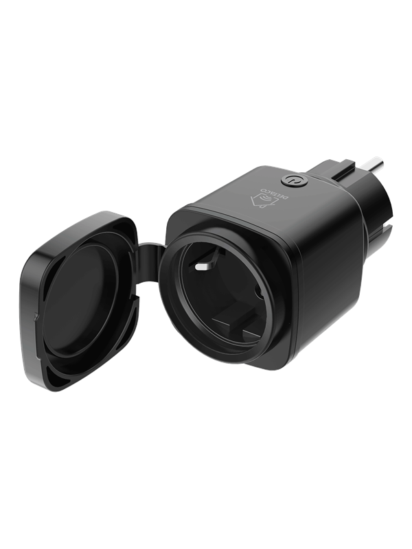 Deltaco SMART HOME strömbrytare, WiFi, IP44, 1xCEE 7/3, 13A, svart/grön