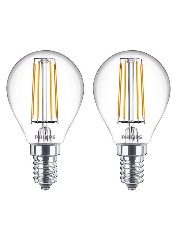Philips Led Glödlampa Classic Mini Ball 4.3w/827 40w Clear 2 Pack E14