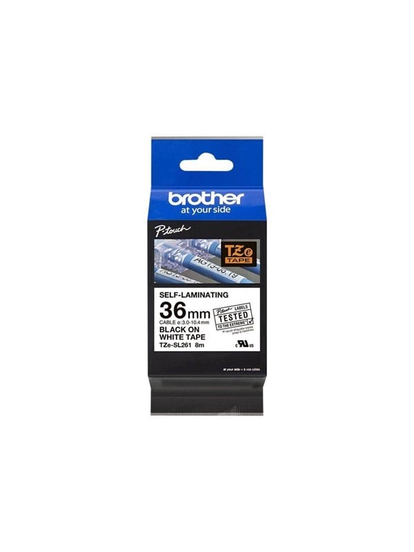 Produktfoto för Brother TZe-SL261 - Självhäftande - svart på vitt - Rulle 3,6 cm x 8 m) 1 kassett(er) bandlaminat - för P-Touch PT-D800W, PT-P900W, PT-P950NW
