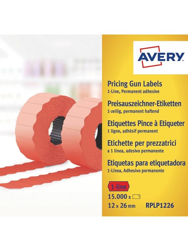 Avery röda permanenta prisetiketter, 26 x 12 mm, Permanent