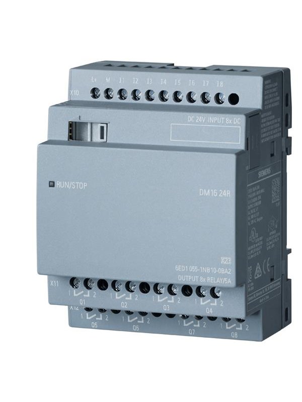 Produktfoto för Siemens LOGO! DM16 24R, Digital, In/ut, 16 kanaler, Reläkanal, 8 kanaler, 8 kanaler