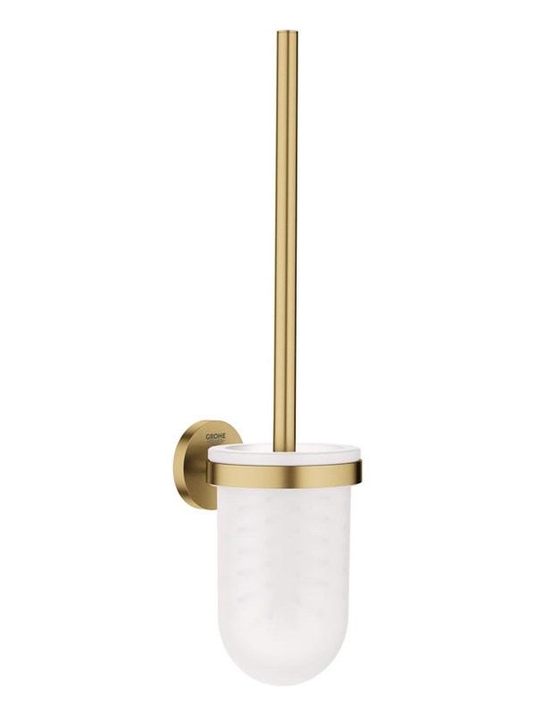 Produktfoto för Grohe Essentials väggmonterad toalettborste med glashållare - Brushed Cool Sunrise