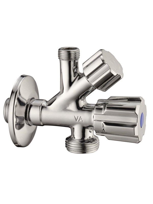 Unite stop/control valve 3/4" x 1/2" x 3/8" with 77 mm rosette
