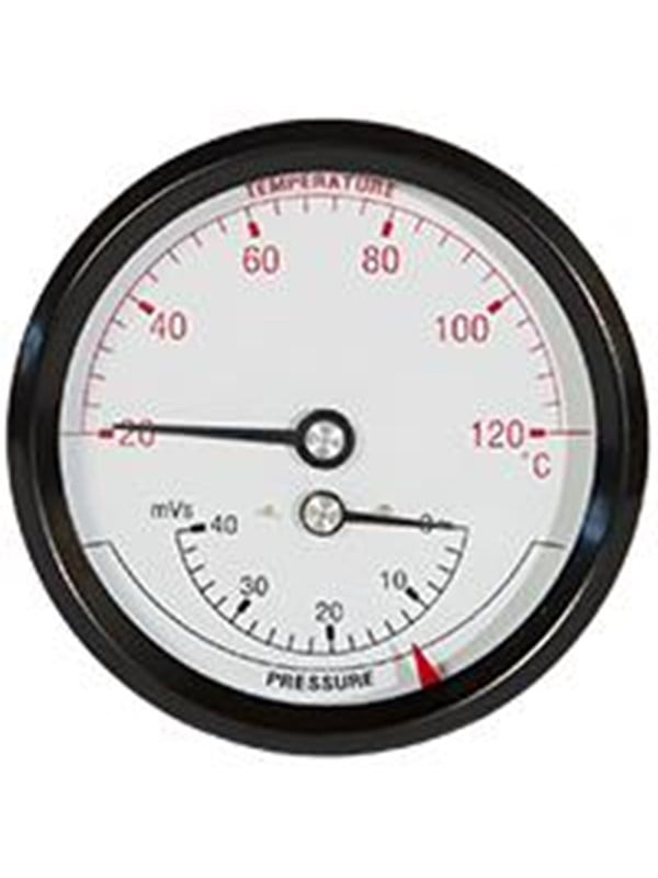 Produktfoto för Hydro-termometer - Ø80, 1/2'' (bag), 0-40 mVS / 20-120 C