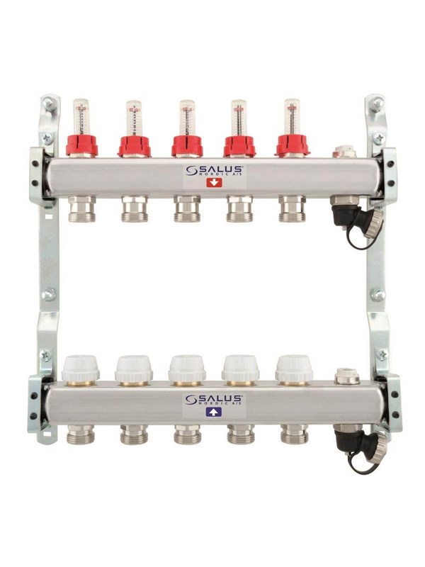 Salus Floor heating manifold 6 slings with flowmeter