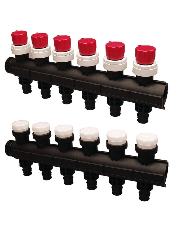 Uponor vario plus manifold q&amp;e w. valve ls 6x q&amp;e 20x2.0