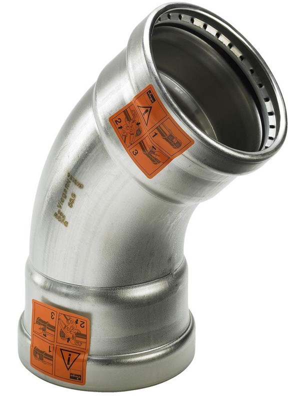 Viega Sanpress Inox XL bend 45° 76.1 Stainless steel/bright 482657