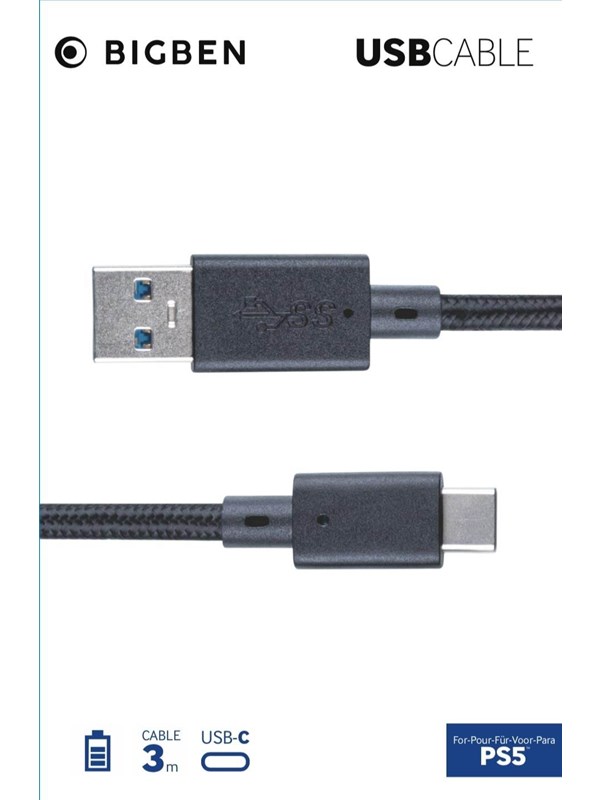 Nacon Usb Cable For Ps5 3 M Miscellaneous Game Console Charger / Data Cable Sony Playstation 5