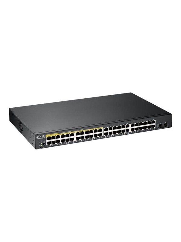 Produktfoto för Zyxel GS1900 Series GS1900-48HPv2 - Switch - smart - 48 x 10/100/1000 (24 PoE+) + 2 x gigabit SFP (upplänk) - skrivbordsmodell, rackmonterbar - PoE+ (170 W)