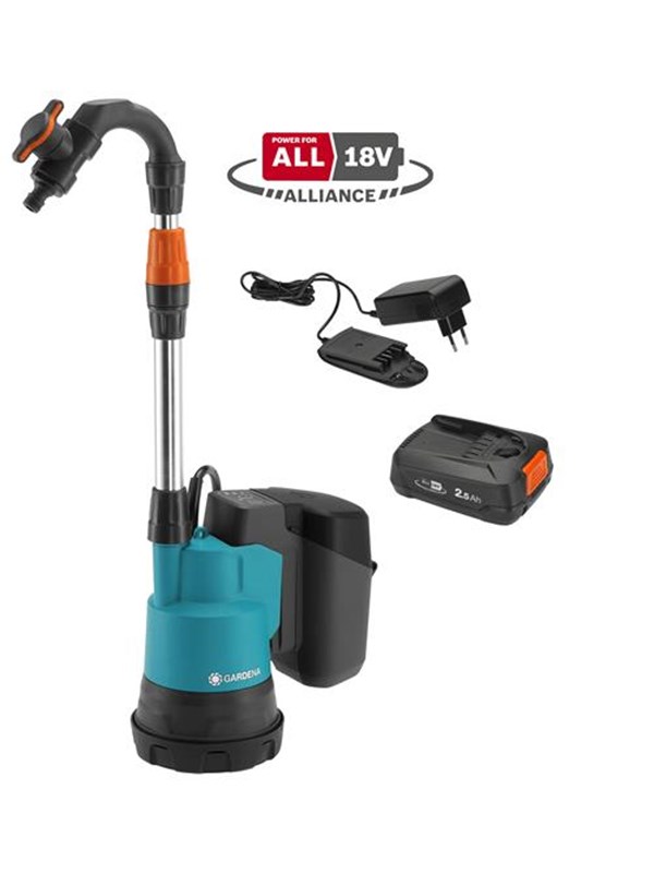 Gardena Pump för regnvattentunna 2000/2 18V P4A, Komplett set