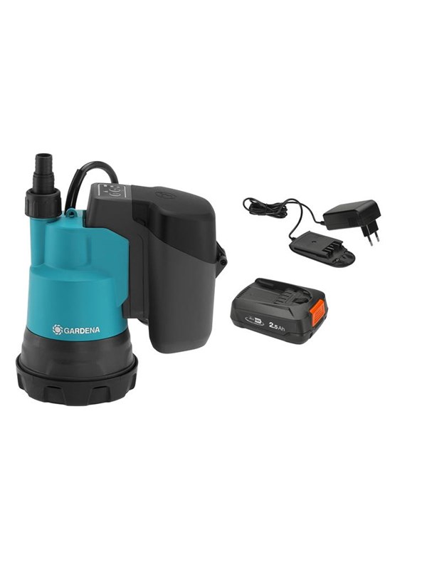 Produktfoto för GARDENA Dränkbar pump 2000/2 18V INKL BATTERI OG LADER