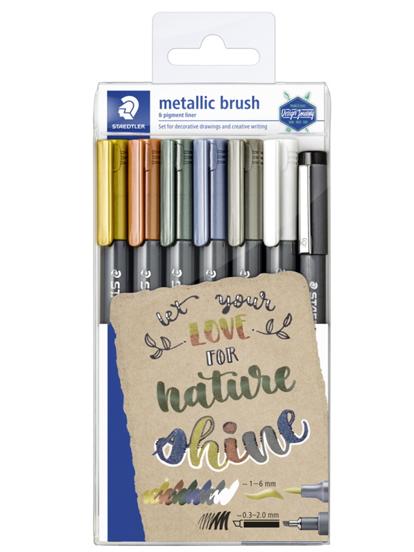 Staedtler Metallic&amp;white brush 6pcs &amp; 1 pigm.