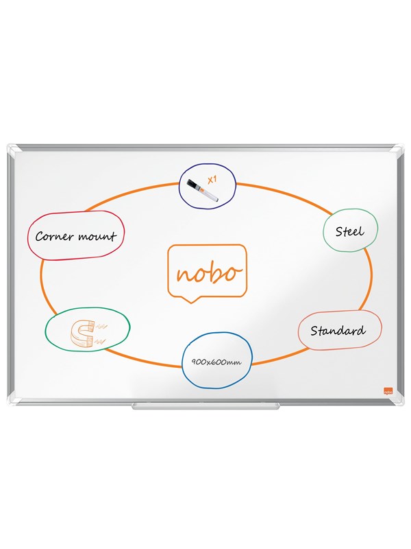 Produktfoto för Nobo Whiteboardtavla premium stål 90x60cm