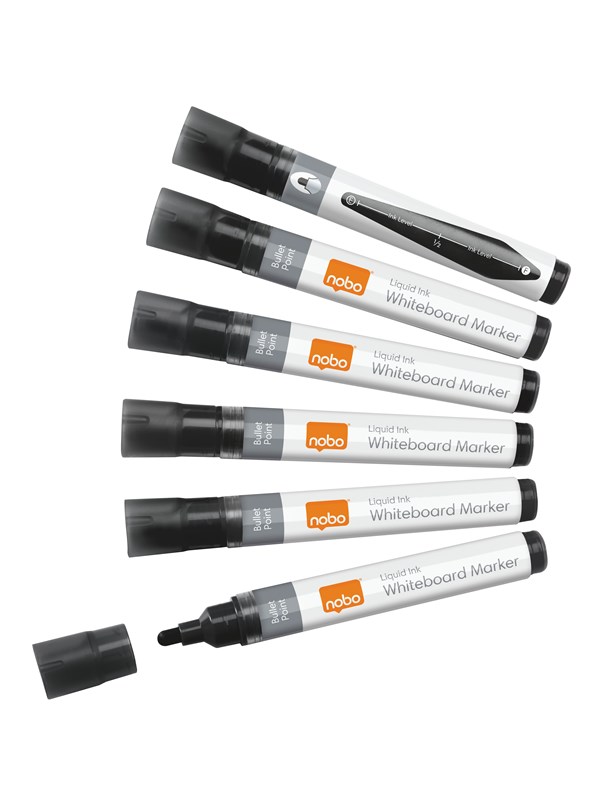 Produktfoto för Nobo Whiteboard Penna Flytande Bläck Kulspets 10/Fp Svart