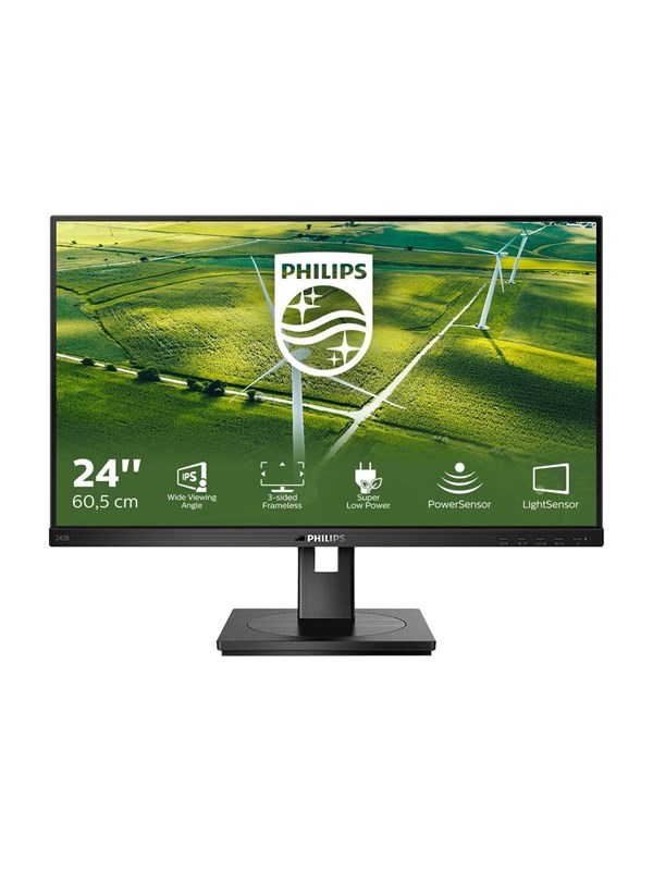 Produktfoto för Philips B Line 242B1G - LED-skärm - 24 (24 visbar) - 1920 x 1080 Full HD (1080p) @ 75 Hz - IPS - 250 cd/m² - 1000:1 - 4 ms - HDMI, DVI-D, VGA, DisplayPort - högtalare - svart med struktur