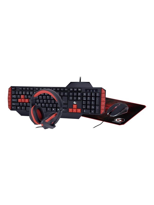 Gembird - keyboard mouse headset and mouse pad set - QWERTY - US - Tangentbord, mus, headset och musmatta - Engelska (US) - Röd