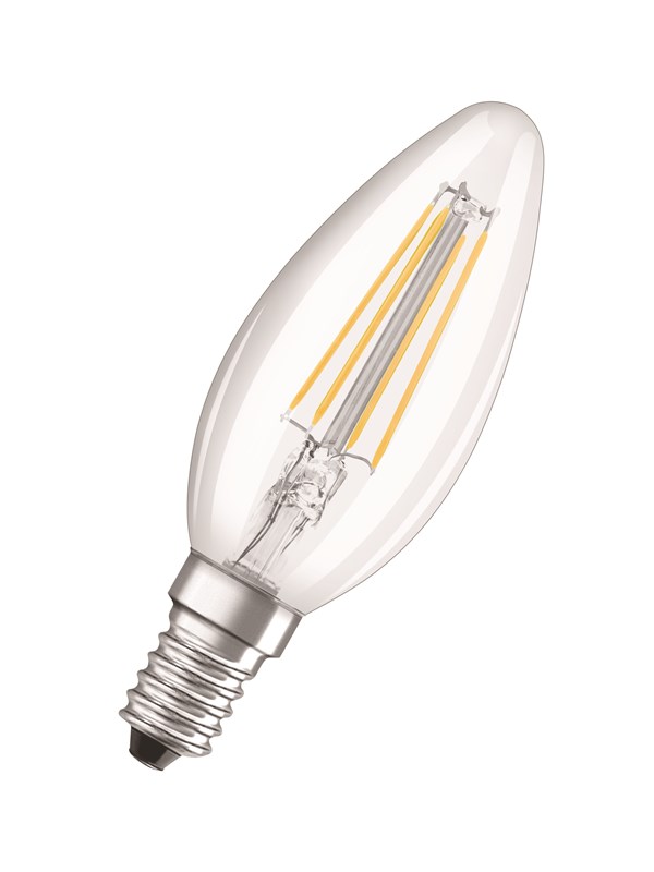 Osram LED-glödlampa STAR+ Candle Filament 4W/827 (40W) Clear 3-step Dimmable E14
