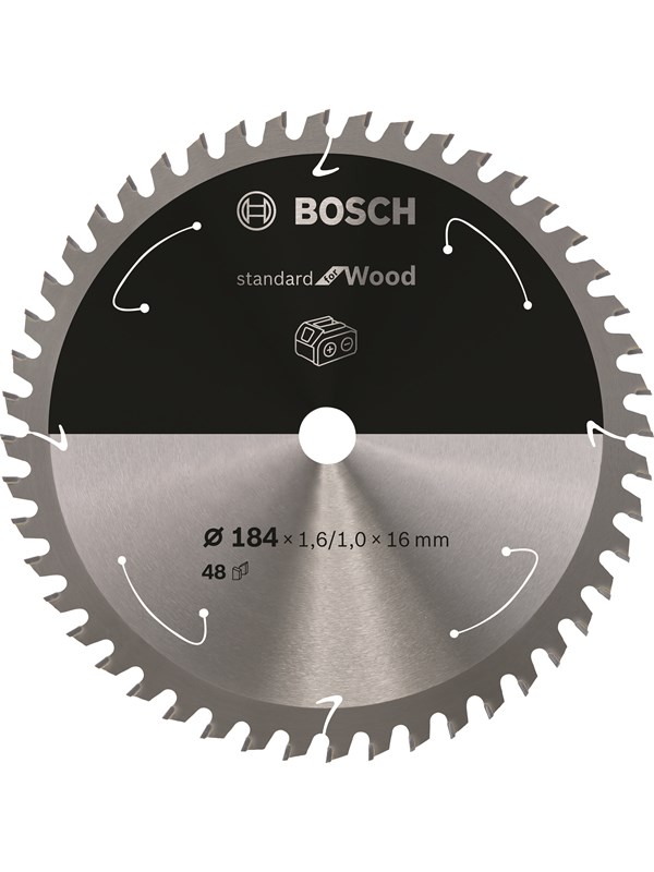 Bosch Standard for Wood cirkelsågklinga för sladdlösa sågar 184×1,6/1×16 T48