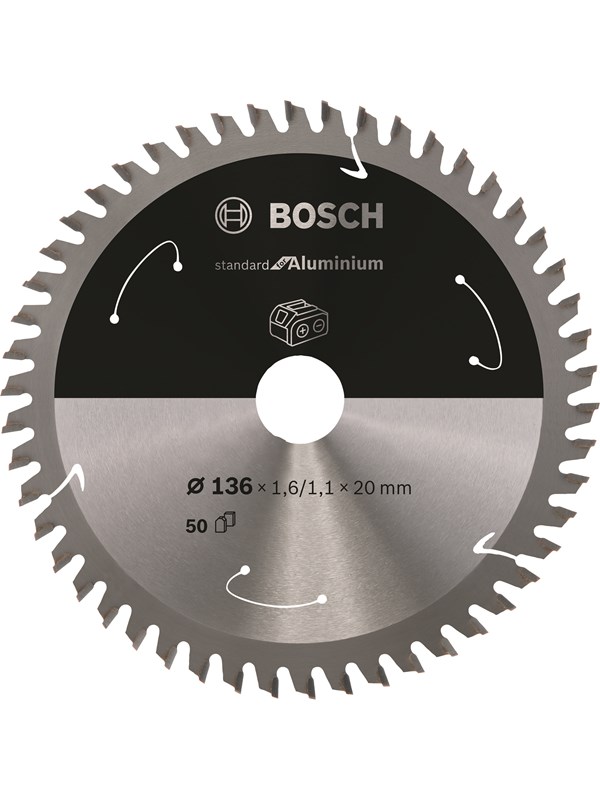 Bosch Standard for Aluminium cirkelsågklinga för sladdlösa sågar 136×1,6/1,1×20 T50