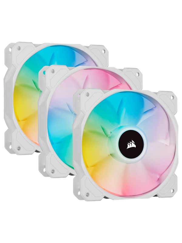 Corsair iCUE SP120 RGB Elite Performance White - Kit with iCUE Lighting Node CORE - Chassi fläkt - 120mm - Vit med RGB-ljus - 27 dBA