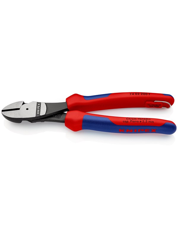 Produktfoto för Knipex 74 02 200 T, Diagonal avbitartång, 4,2 mm, Kromvanadinstål, Plast, Blå, Röd, 200 mm