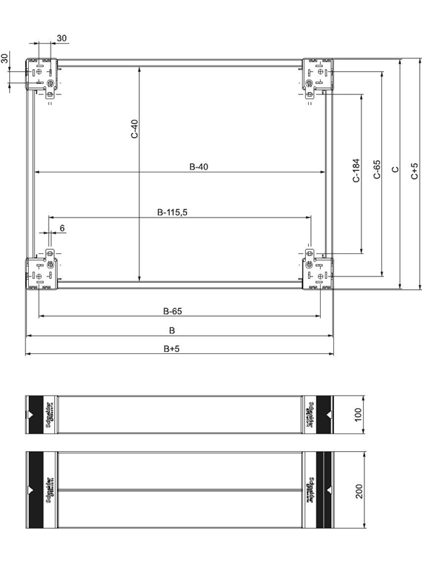 Schneider Electric 4 plinth side panels 200x400