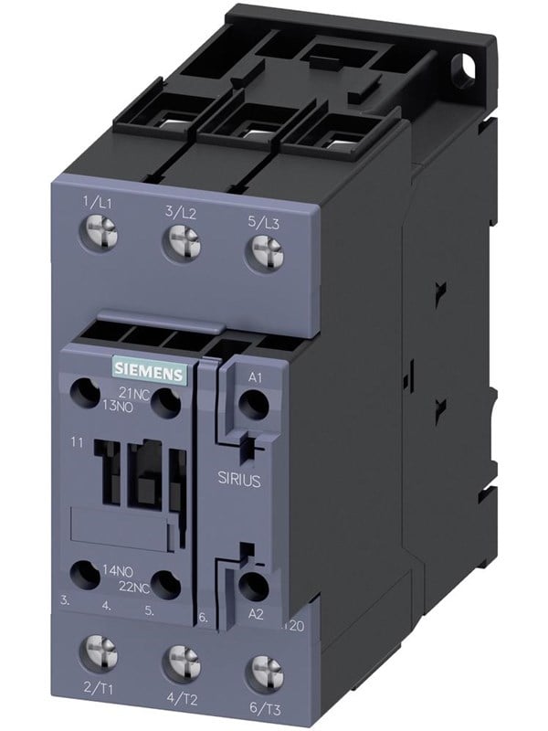 Siemens Contactor.ac3:30kw/400v 1no+1nc 20-33v ac/dc 3p