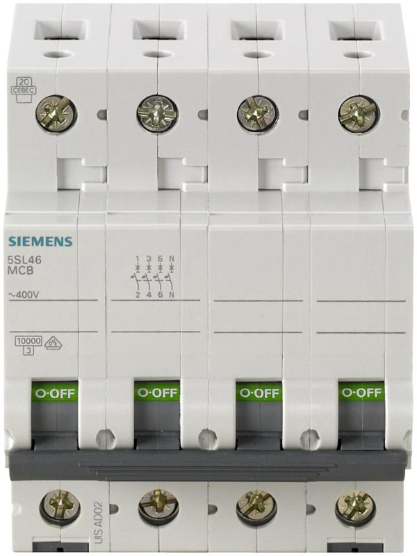 Siemens Circuit breaker 400v 10ka 3+n--pole c 63a