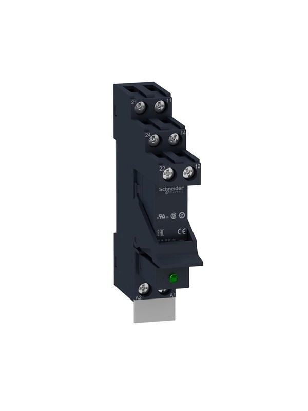 Schneider Electric Zelio rsb plug-in relay premounted in socket with varistor and legend 2 c/o 8a contacts and 230vac supply