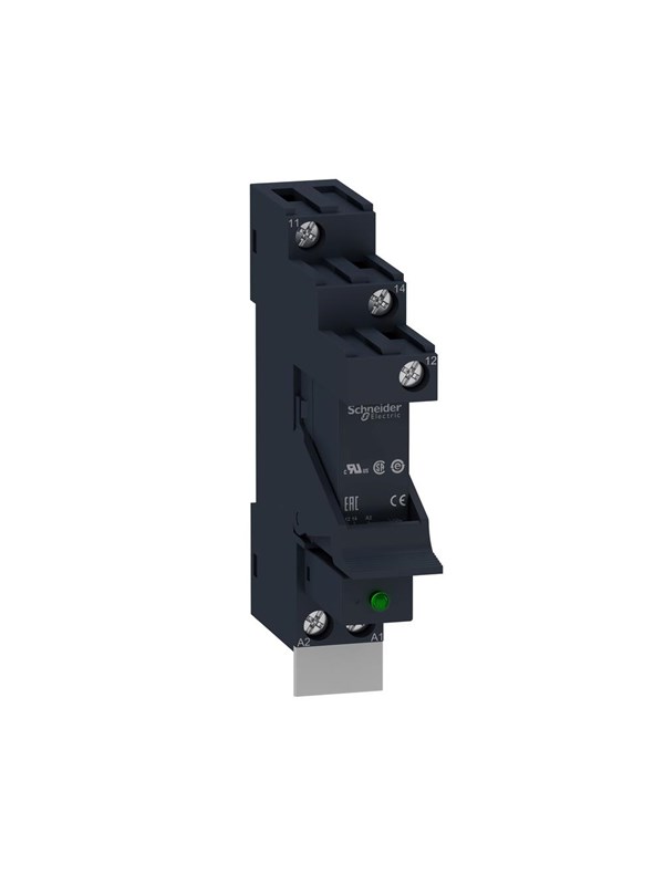 Schneider Electric Zelio rsb plug-in relay premounted in socket with diode and legend 1 c/o 12a contact and 24vdc supply