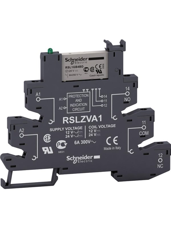 Schneider Electric Interface relay complete with socket with screw terminals 6a 1c/o 24v ac/dc supply