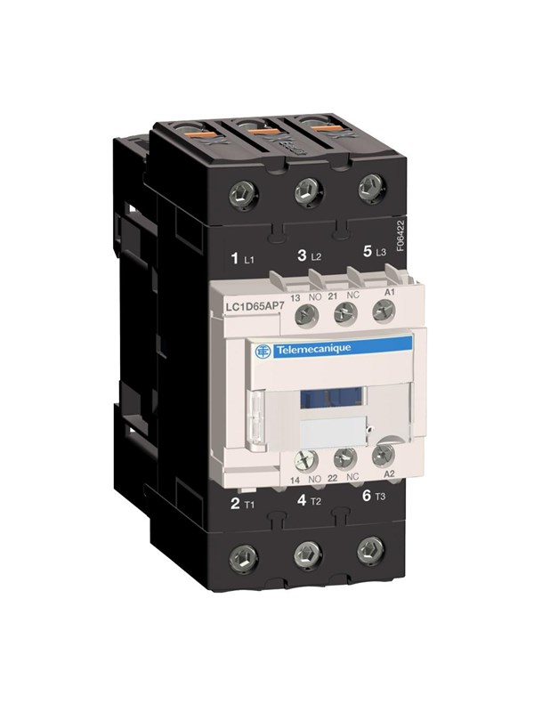 Schneider Electric Tesys d contactor lc1d65ap7 3p 65a ac-3 30kw@400v 1no+1nc aux contact 230v 50/60hz ac coil
