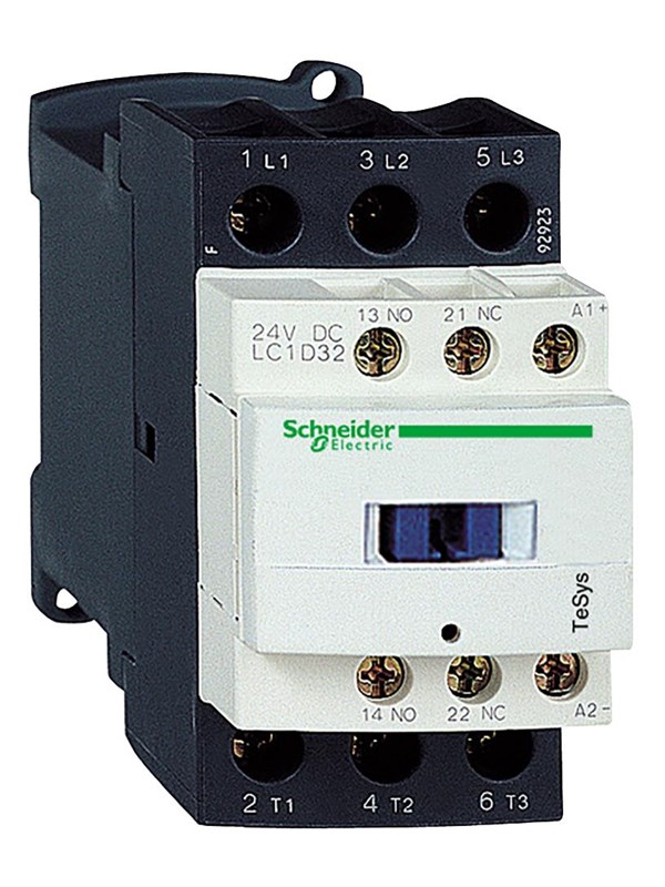 Schneider Electric Tesys d contactor lc1d32bd 3p 32a ac-3 15kw@400v 1no+1nc aux contact 24v dc coil