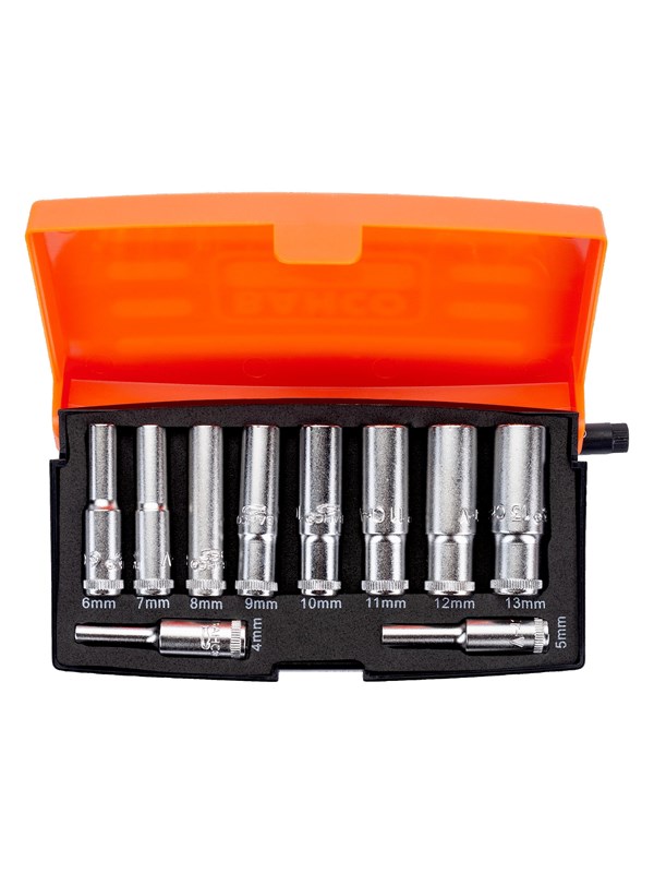 BAHCO socket set 1/4 lang 10 pieces 4-13mm