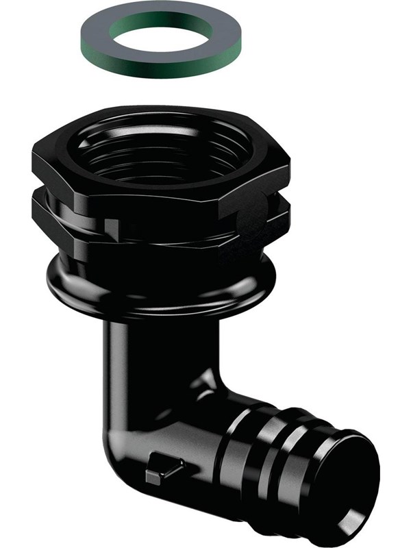 Uponor q&e elbow adapter 90° swivel nut ppsu black 16 mm x 12