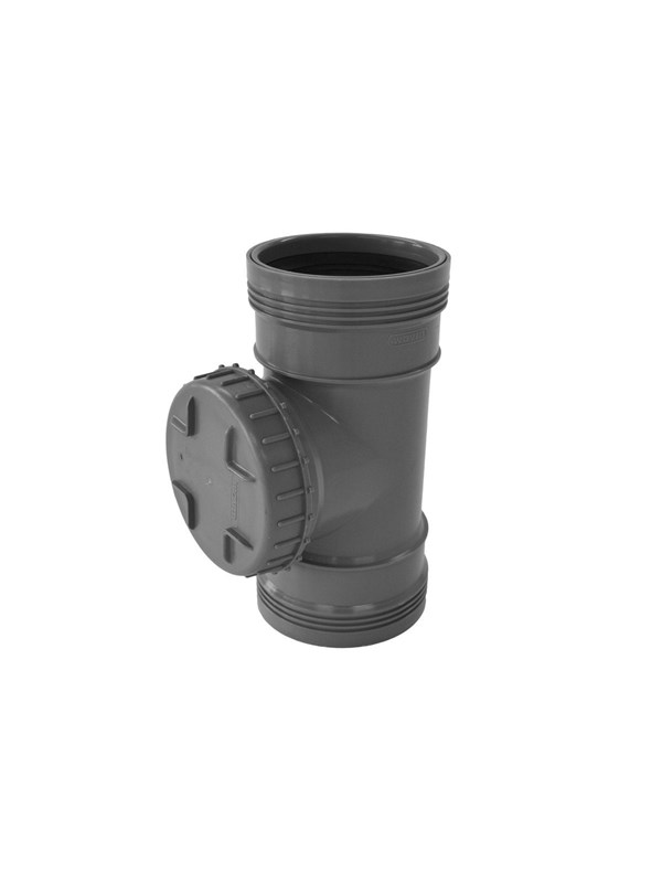 Wavin Wafix plus pp acces pipe 110 mm with cover grey