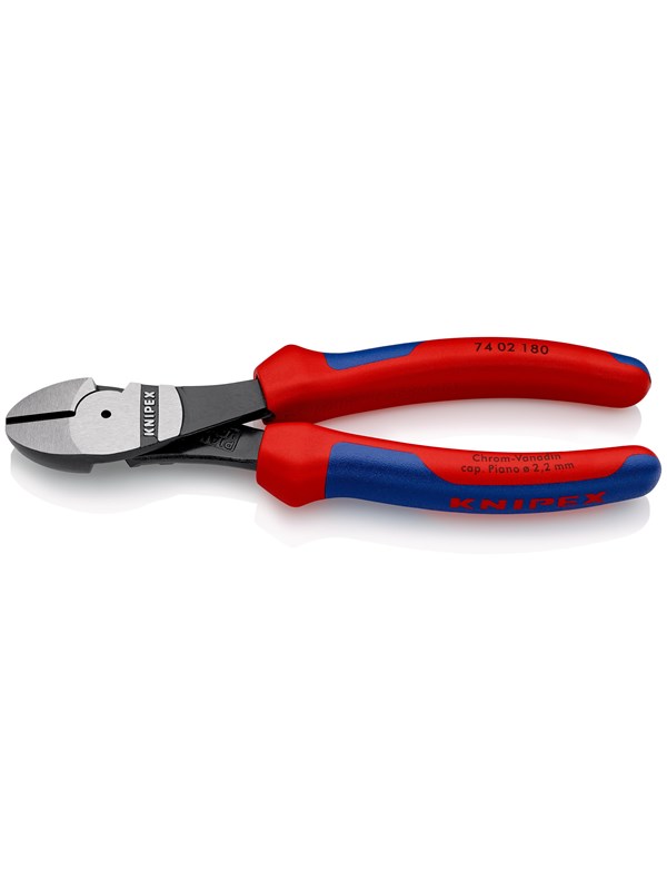 Produktfoto för Knipex 74 02 180, Avbitartång, Kromvanadinstål, Plast, Blå, Röd, 180 mm, 273 g