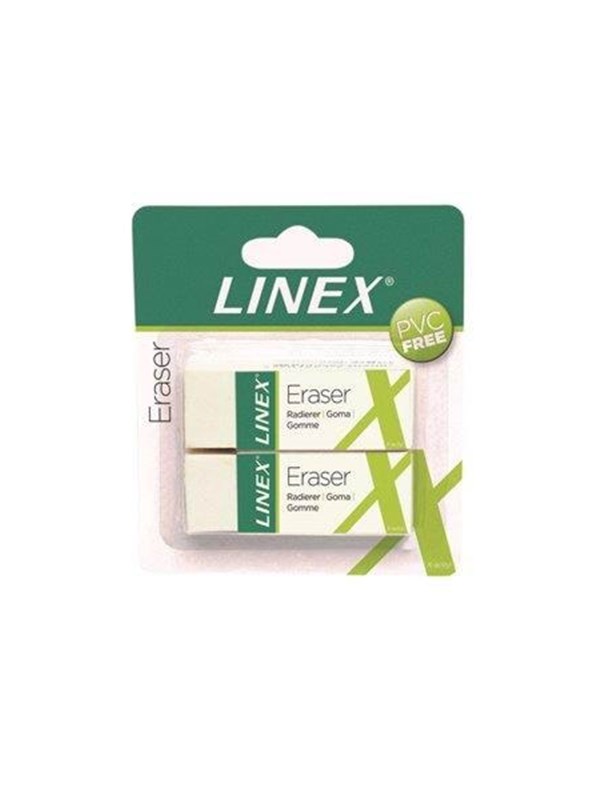 Linex ER30/2B 2 NON PVC ERASERS ON BLISTER CARD