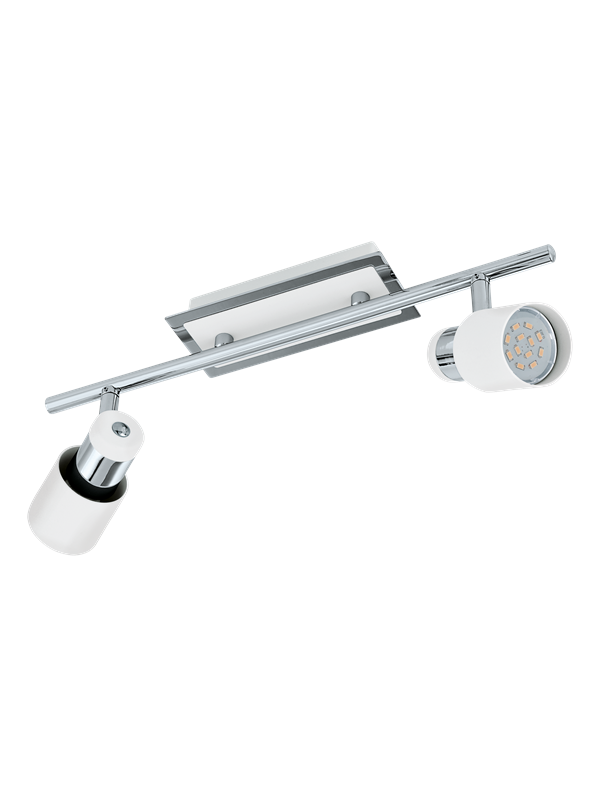 Produktfoto för Eglo Davida - Takspotlight - LED-glödlampa x 2 - GU10 - 5 W (motsvarande 35 W) - klass A+ - varmt vitt ljus - 3000 K - vit, krom