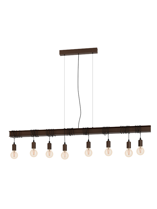 EGLO TOWNSHEND 4 long table pendant with 8 sockets E27 antique brown