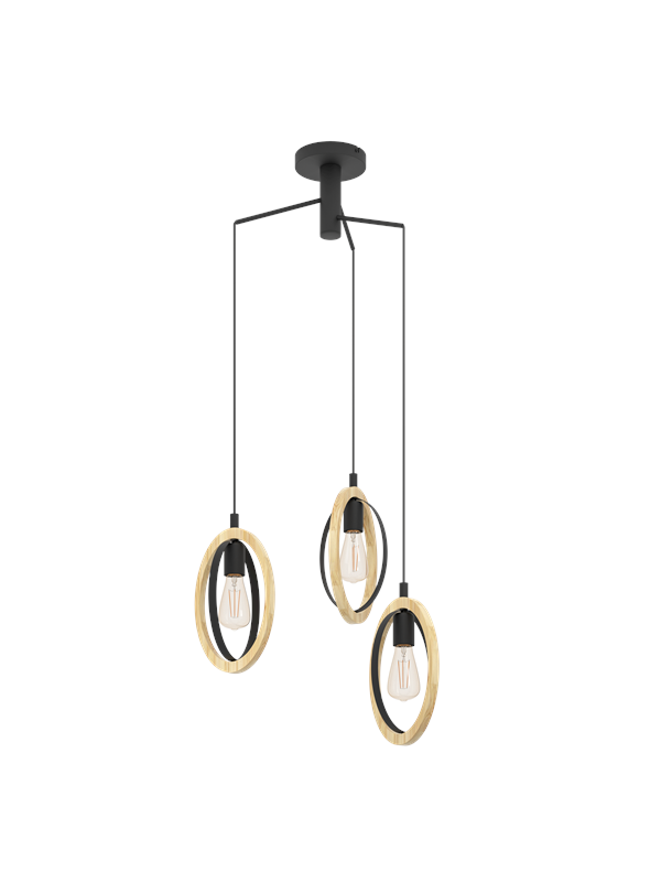 EGLO BASILDON cluster pendant black/wood